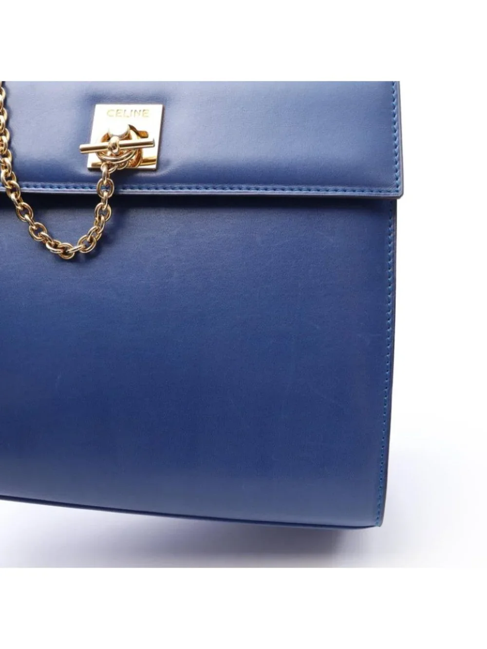 Celine Handbag Blue Leather Gancini
